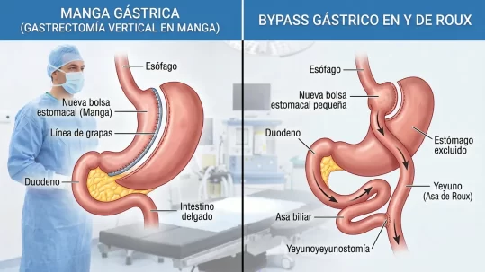 Diferencias entre manga gastrica y bypass gastrico